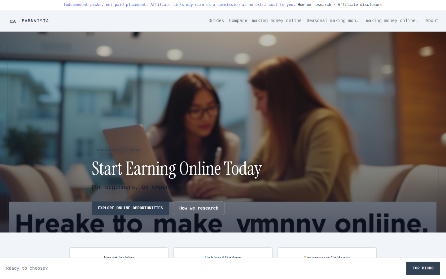 Earnvista — make money online affiliate site