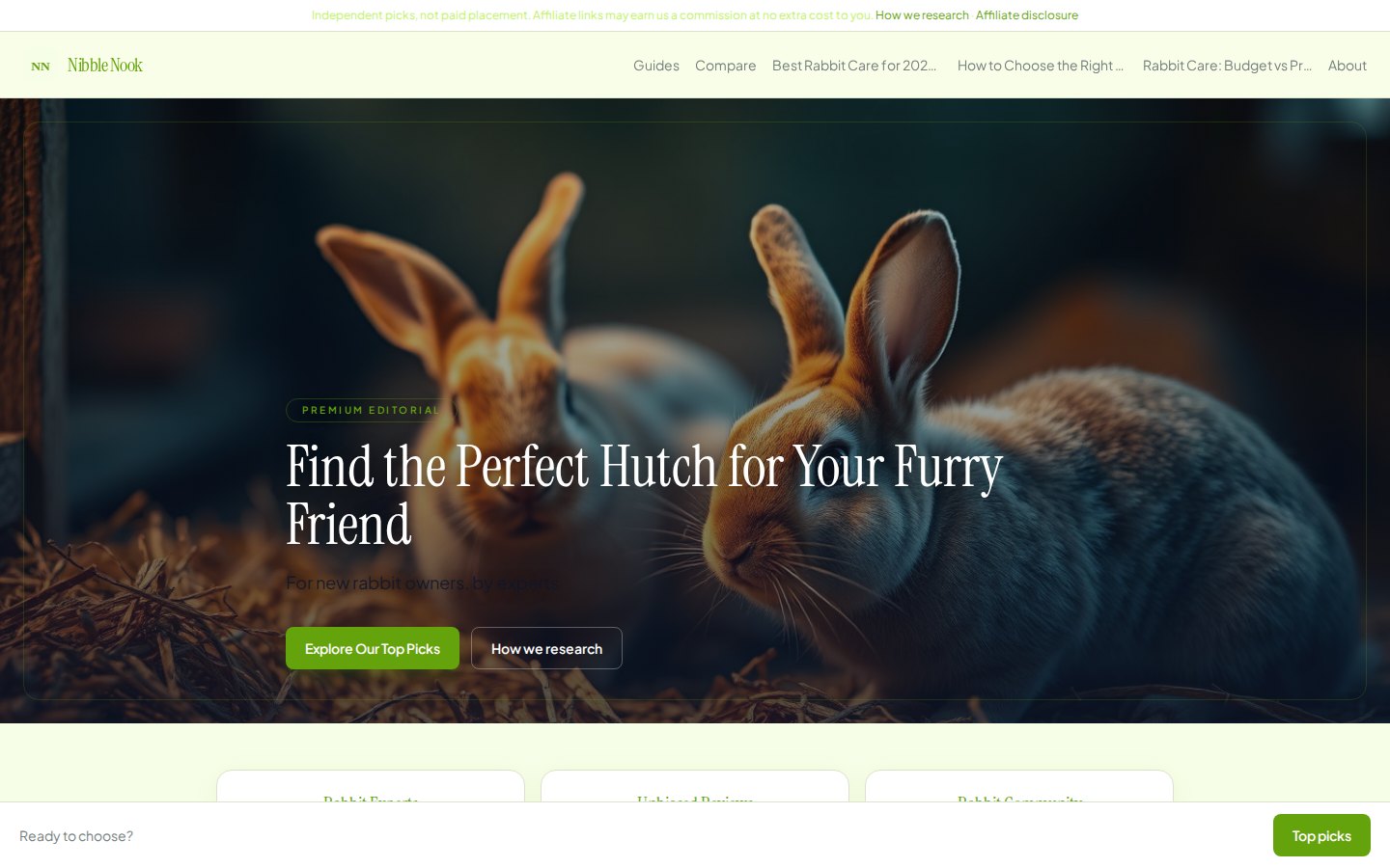 Nibble Nook — rabbit care affiliate site