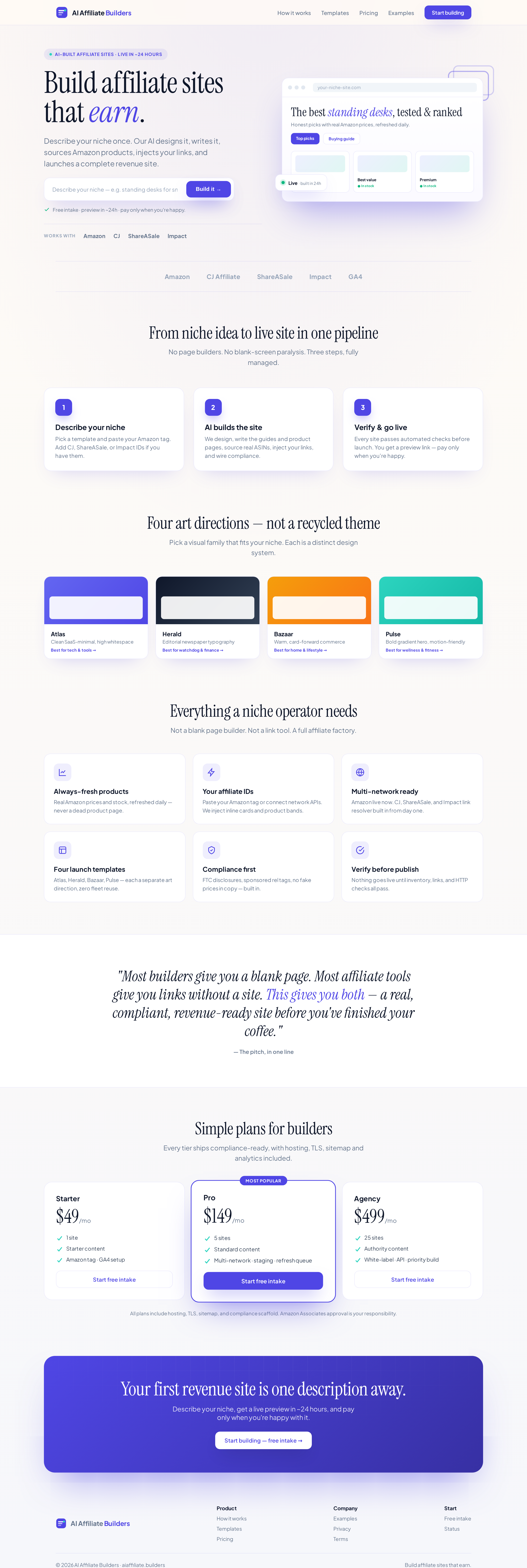 AI Affiliate Builders homepage preview